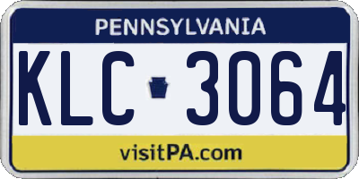 PA license plate KLC3064