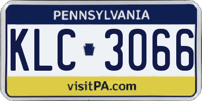 PA license plate KLC3066