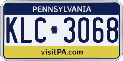 PA license plate KLC3068