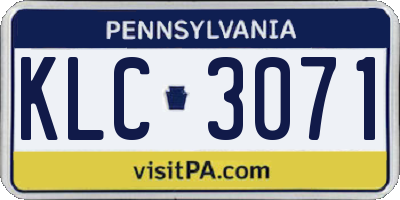 PA license plate KLC3071