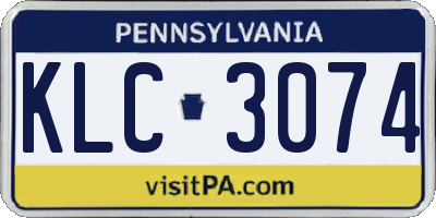PA license plate KLC3074