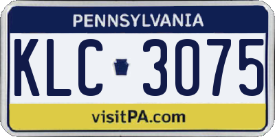 PA license plate KLC3075