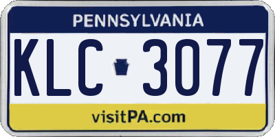 PA license plate KLC3077