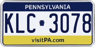PA license plate KLC3078
