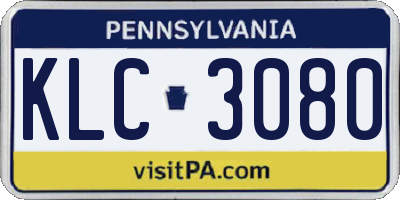 PA license plate KLC3080