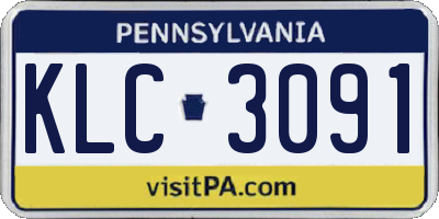 PA license plate KLC3091
