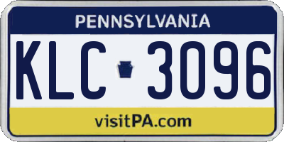 PA license plate KLC3096