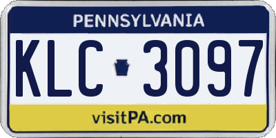 PA license plate KLC3097