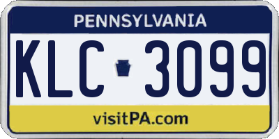 PA license plate KLC3099