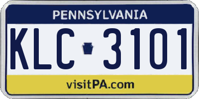 PA license plate KLC3101