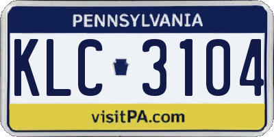 PA license plate KLC3104