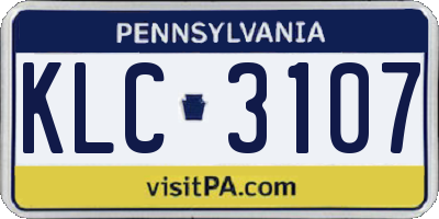 PA license plate KLC3107