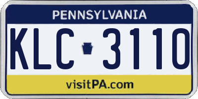 PA license plate KLC3110