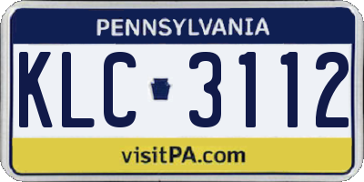 PA license plate KLC3112