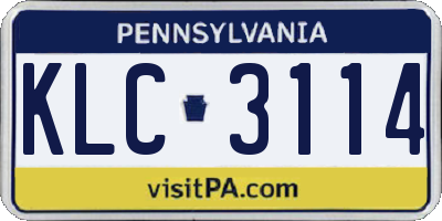 PA license plate KLC3114