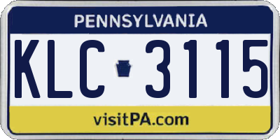 PA license plate KLC3115