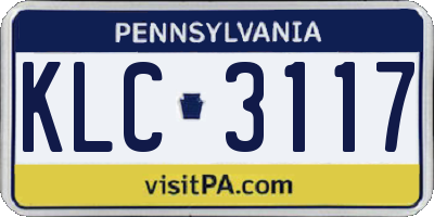PA license plate KLC3117
