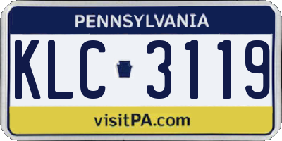 PA license plate KLC3119