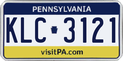 PA license plate KLC3121