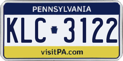 PA license plate KLC3122