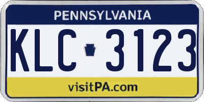 PA license plate KLC3123