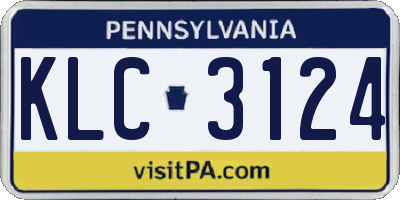 PA license plate KLC3124