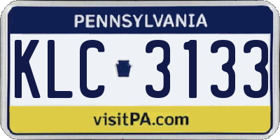 PA license plate KLC3133