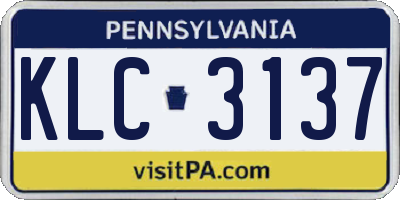 PA license plate KLC3137