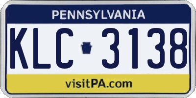 PA license plate KLC3138