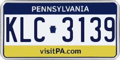 PA license plate KLC3139