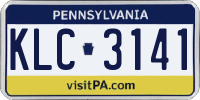 PA license plate KLC3141