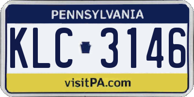 PA license plate KLC3146