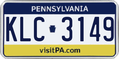 PA license plate KLC3149