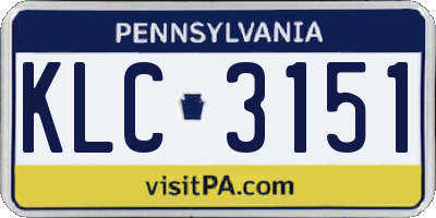 PA license plate KLC3151