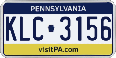 PA license plate KLC3156