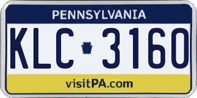 PA license plate KLC3160