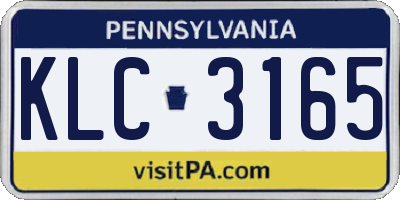 PA license plate KLC3165
