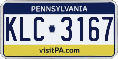 PA license plate KLC3167