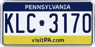 PA license plate KLC3170