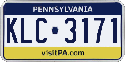 PA license plate KLC3171