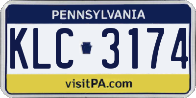 PA license plate KLC3174