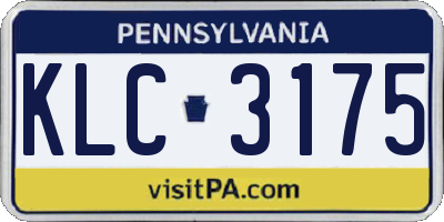 PA license plate KLC3175
