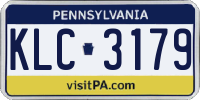PA license plate KLC3179