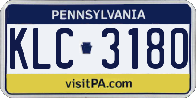 PA license plate KLC3180