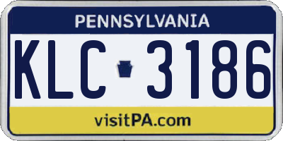 PA license plate KLC3186