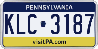 PA license plate KLC3187