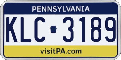 PA license plate KLC3189