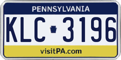 PA license plate KLC3196