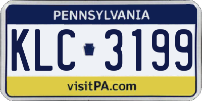 PA license plate KLC3199