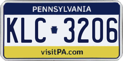 PA license plate KLC3206